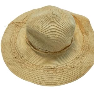 FLOPPY Rafia Straw Hat New Hello Sunshine Wide Brim Beach Jacobson Vintage Tan